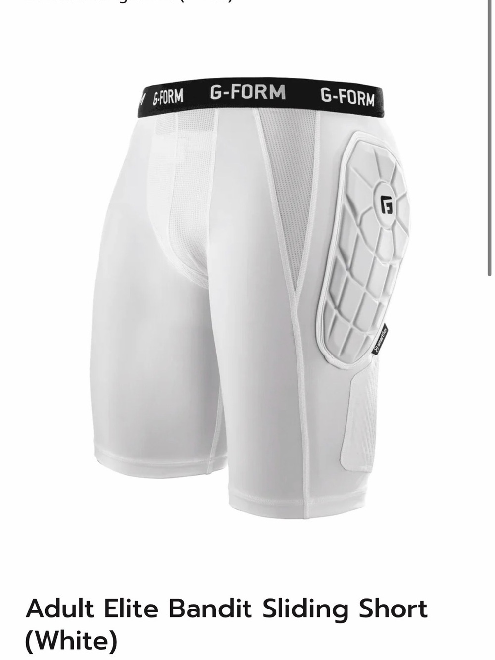 G-Form Elite Bandit Sliding Shorts Adult Large White Baseball Softball NEW